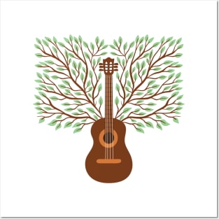 acoustic guitar tree of life guitar player nature guitarist Posters and Art